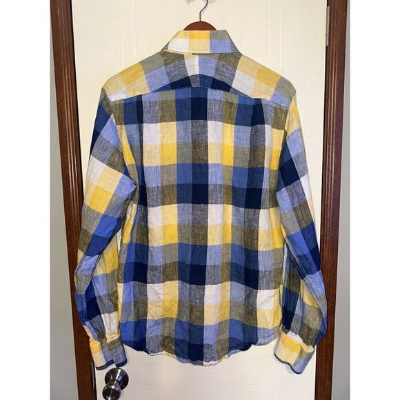 INSERCH Mens Long Sleeve New Multi Color Plaid Shirt 100% LinenSize Large - Picture 2 of 13